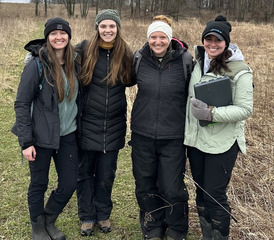 NRCS staff members Alyssa Winters, Maria Weston, Angi Dietrich, and Morgan Warda at the WRE training.