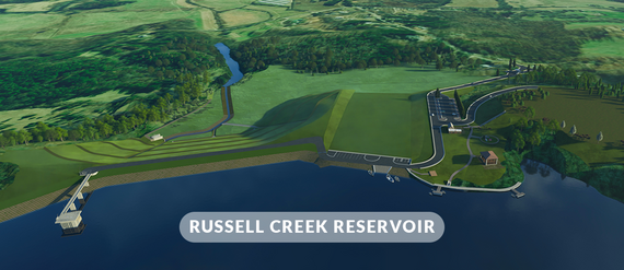 aerial photo of Russell Creek Reservoir