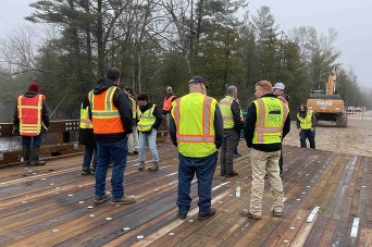 NRCS staff visit an aquatic organism passage project on the Crystal River in Leelanau County during an engineering workshop held in Traverse City.