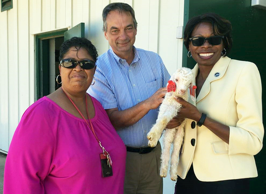 Allison Owens, Ms. Cynthia Montgomery and Dr. Terry Gibson at the American Institute for Goat Research at Langston University