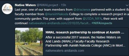Fresh from the Field NIFA Impacts native waters