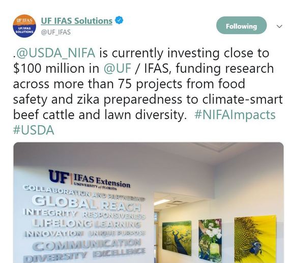 UF IFAS Solutions. USDA NIFA Impacts. April 25 2019.
