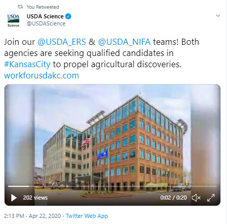 USDA REE Virtual Career fair tweet.
