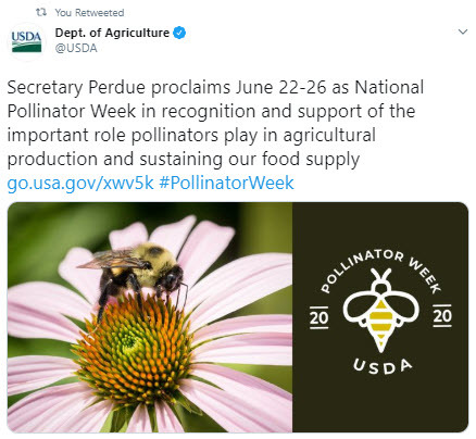 USDA Pollinator Week proclamation tweet image
