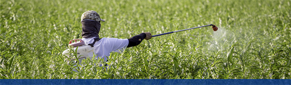 Funding Opportunity for the IR-4 project. Image of farmer spraying field, courtesy of Getty Images.