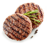 Grilled hamburger patties, courtesy of Getty Images. 
