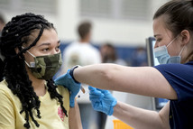 Students receiving vaccine, photo courtesy of West Virginia University.
