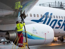 Fueling an airliner with bio jet fuel, courtesy of Alaskan Airlines.