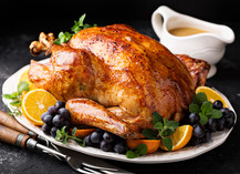 Roasted turkey dinner, courtesy of Adobe Stock.