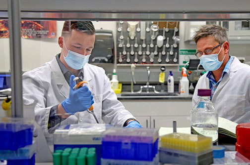 Tanner DeHart and Brandon Jutras discovered the unique bacterial property. Photo courtesy of Virginia Tech's Alex Crookshanks.