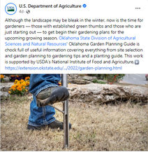 Facebook post - Oklahoma State Division of Agricultural Sciences and Natural Resources' Oklahoma Garden Planning Guide