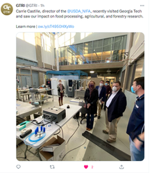NIFA tweets-Director of NIFA Dr. Carrie Castille, recently visited Georgia Tech 