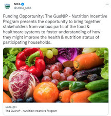 Funding Opportunity: The GusNIP - Nutrition Incentive Program - tweet 
