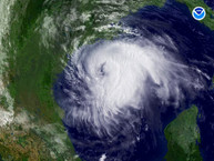  Hurricane Ike approaching the Texas coast. Photo courtesy of NOAA.