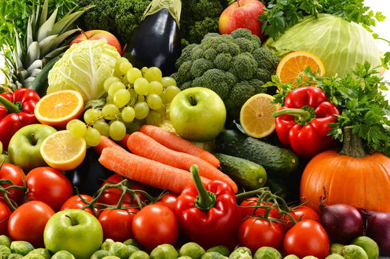 Variety of fresh organic fruits and vegetables