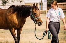 Madison Chaloupla of Wildcat 4-H in Idalou, Texas, with Exotica, a 21-year-old registered Arabian mare, courtesy of Texas 4-H Homes for Horses.