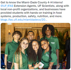Tweet of the Week Aug 17 2022 - Miami-Dade County 4-H interns