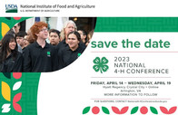 NIFA 2023 National 4-H Conference Save the Date graphic.