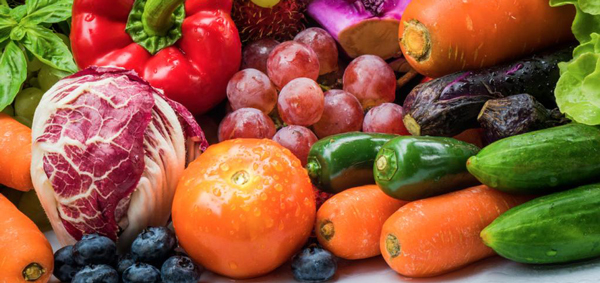 Variety of fruits and vegetables courtesy of Adobe Stock.