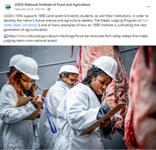 Facebook post of the week March 8 2023 FVSU meat judging team