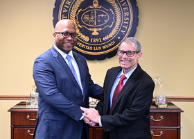 WVSU President Erick S. Cage and Dr. Misra. Photo courtesy of West Virginia State University.