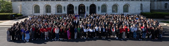 National 4-H Conference participants in front of the Whitten Building.  USDA image.