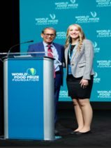 NIFA Director Dr. Manjit Misra and Alaina Gebel, a junior at Iowa State University.  Image courtesy of World Food Prize.
