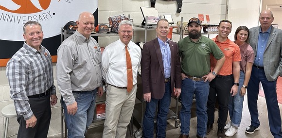 NIFA Director Dr. Jaye Hamby, center and NIFA National Program Leader Dr. Jeff Sallee, right, with OSU faculty and students