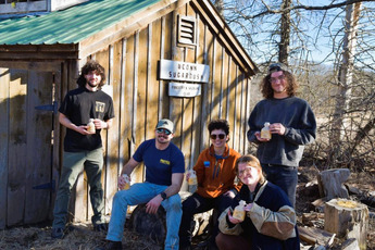 Students outside the UConn Sugar Shack. Image courtesy of Jason Sheldon, UConn.