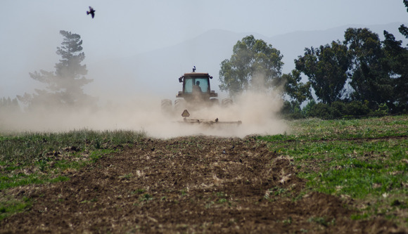 A tractor turns the cover crop into the soil in preparation for planting. Image courtesy of USDA.