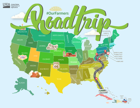 graphic of #OurFarmers Roadtrip map