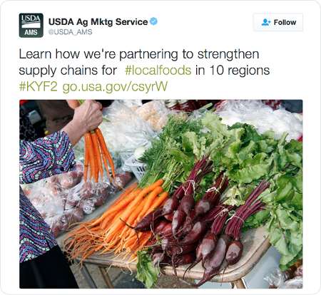 Learn how we're partnering to strengthen supply chains for #localfoods in 10 regions #KYF2 http://go.usa.gov/csyrW  