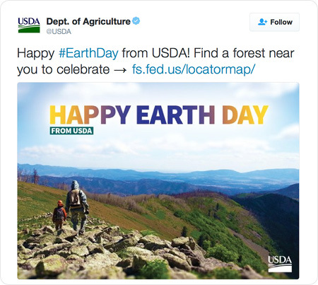 Happy #EarthDay from USDA! Find a forest near you to celebrate → http://www.fs.fed.us/locatormap/ 