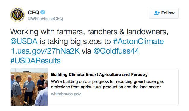 Working with farmers, ranchers & landowners, @USDA is taking big steps to #ActonClimate http://1.usa.gov/27hNa2K  via @Goldfuss44 #USDAResults
