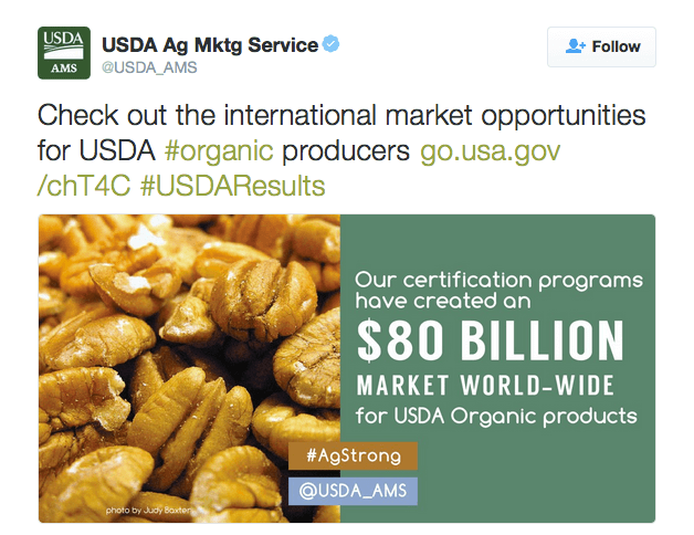 Check out the international market opportunities for USDA #organic producers http://go.usa.gov/chT4C  #USDAResults