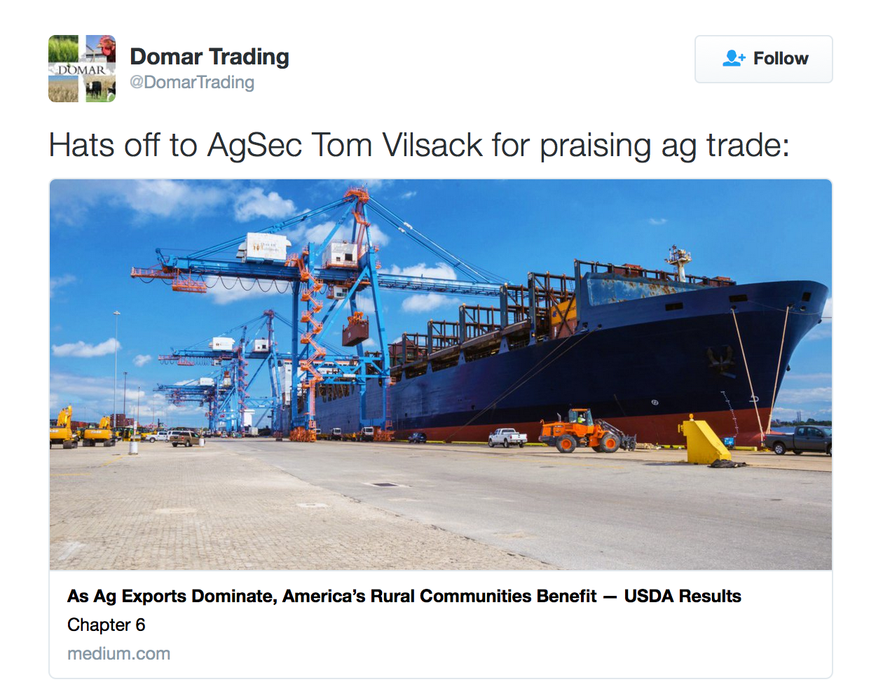 Hats off to AgSec Tom Vilsack for praising ag trade