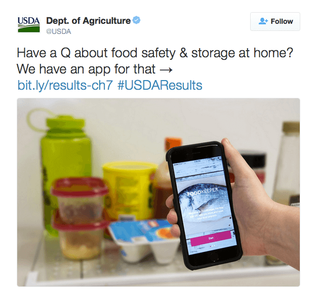 Have a Q about food safety & storage at home? We have an app for that → http://bit.ly/results-ch7  #USDAResults