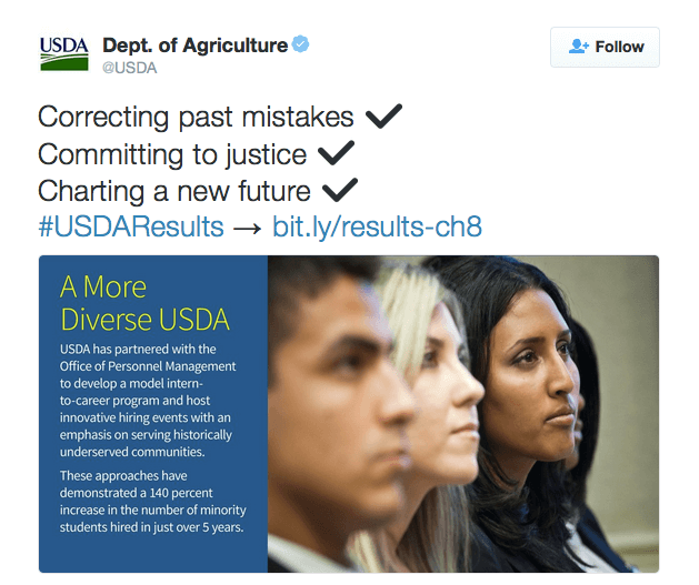 Correcting past mistakes ✔ Committing to justice ✔ Charting a new future ✔ #USDAResults → http://bit.ly/results-ch8 