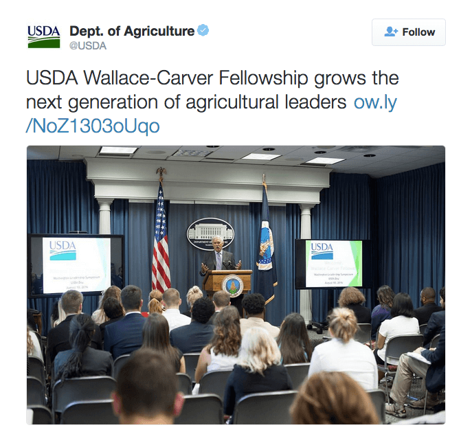 USDA Wallace-Carver Fellowship grows the next generation of agricultural leaders http://ow.ly/NoZ1303oUqo 