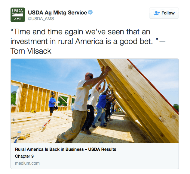 “Time and time again we’ve seen that an investment in rural America is a good bet. ” — Tom Vilsack