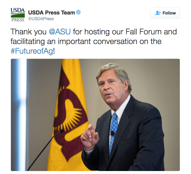   Thank you @ASU for hosting our Fall Forum and facilitating an important conversation on the #FutureofAg!