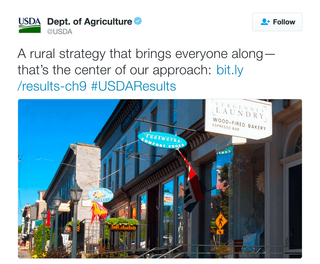  rural strategy that brings everyone along—that’s the center of our approach: http://bit.ly/results-ch9  #USDAResults