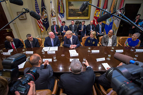 Secretary of Agriculture Sonny Perdue joined President Trump for a Farmers Roundtable at the White House to discuss improving American agriculture