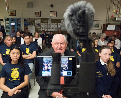 Secretary Perdue spoke to six National Future Farmers of America Organization chapters from across the nation via YouTube Live