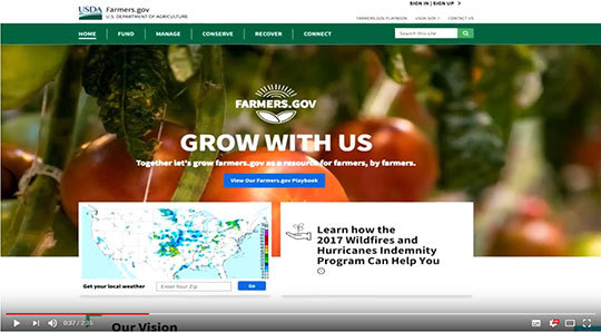 Farmers.gov screenshot on an video overlay