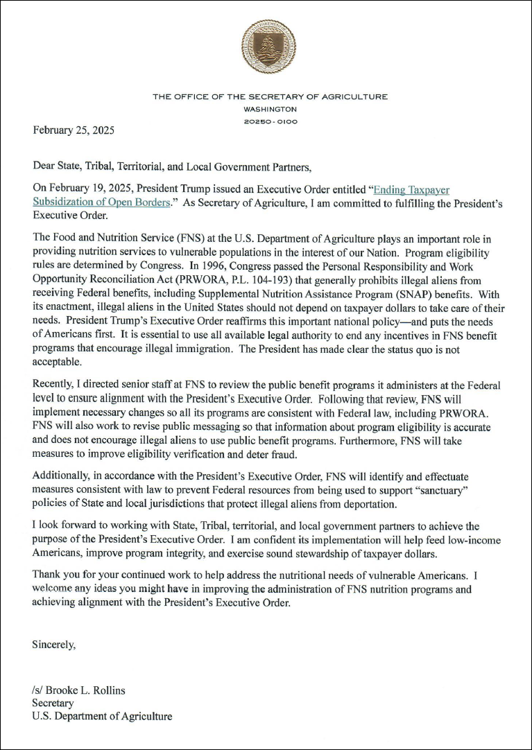 Letter to the Governors