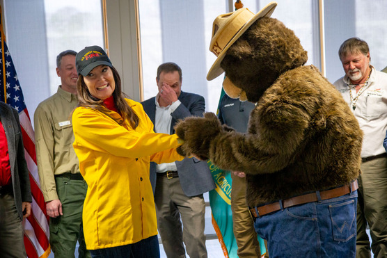 U.S. Secretary of Agriculture Brooke Rollins with Smokey