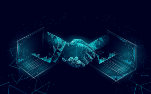 Digital Hands Shaking