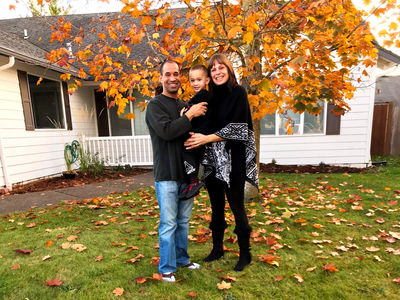 The Gonzalez-Weise family in front of their new home