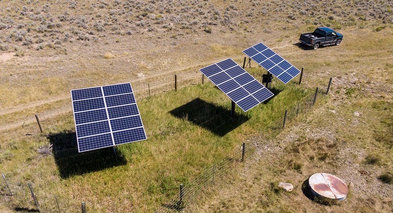 Solar panels on rangeland